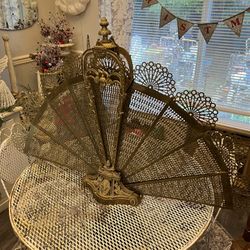 Antique Brass Peacock Fireplaces Screen 