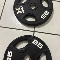 Pair Of 25 Pounds Olympic Weights Urethane Coated New In The Box 