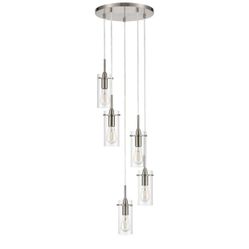 Linea Di Liara Effimero 5 Light Cluster Pendant Light, Clear Glass