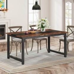 New Modern Writing Large Office Desk, 63 x 31.5 Inch in Rustic Brown and Black