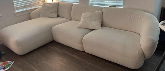 White Boucle Sectional