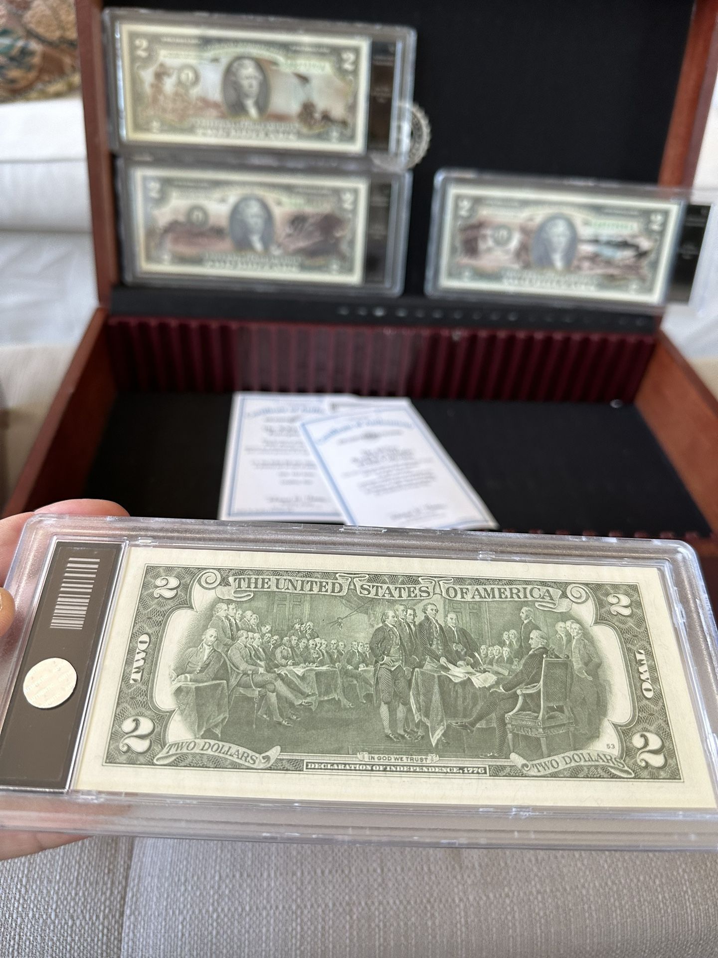 Bradford Exchange Colorized Uncirculated $2 Bill Collection — In Wooden ...