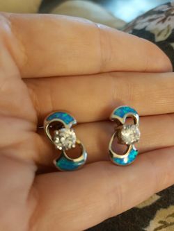 Sterling silver opal earrings