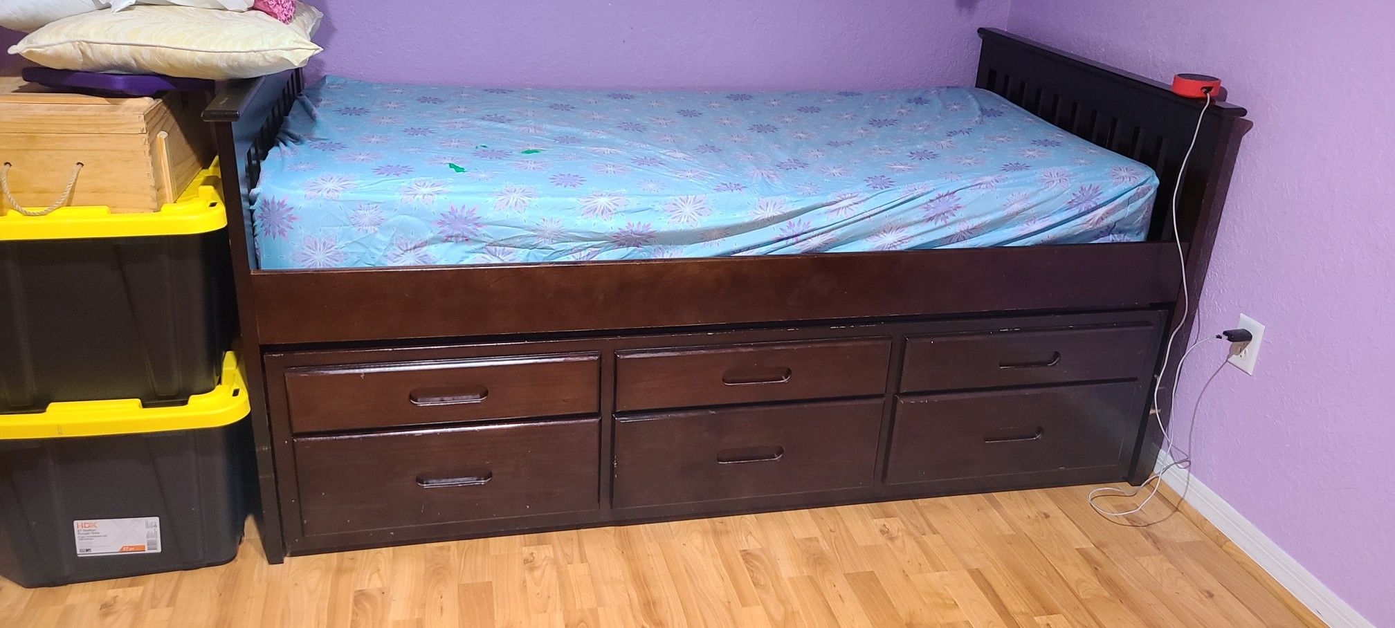 Twin Bed with trundle and storage