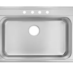 33 in. Drop-In Single Bowl 20 Gauge Stainless Steel Kitchen Sink