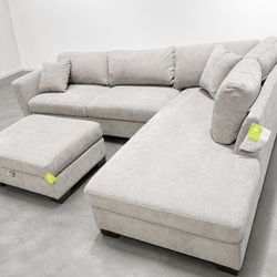 Thomasville Walsen Sectional Taupe – Like New Display Model