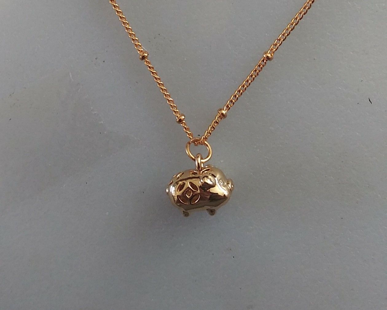 NEW 14K Y-Gold Asian "Good Fortune" Pig Pendant/Necklace