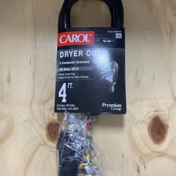 Dryer Cord 30amp 4 Wire 4 Feet Long 