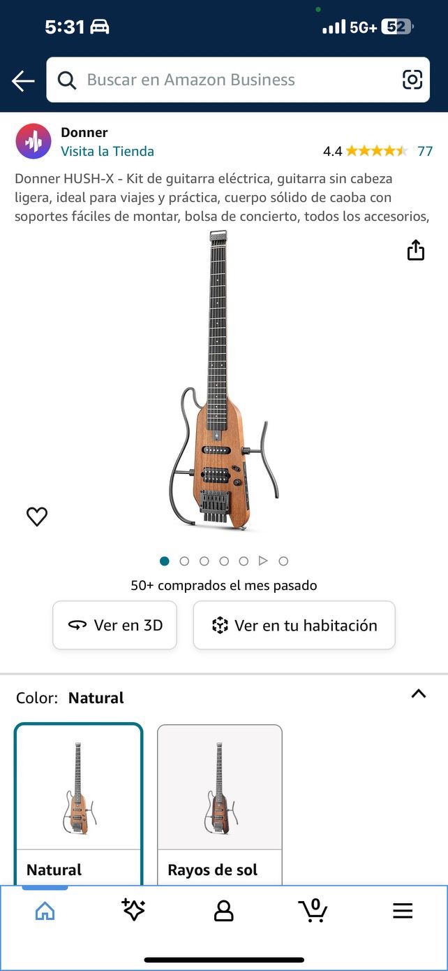 Donner HUSH-X Electric Guitar Kit, Lightweight Headless Guitar, Great for Travel and Practice, Solid Mahogany Body with Easy-Assembly Brackets, Gig Ba