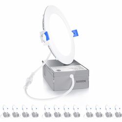 Ensenior 12 Pack 6 Inch LED Recessed Ceiling Light, Dimmable, 5000K Daylight, 1050LM 12W 120V, High Brightness Canless Wafer Downlight - ETL&FCC&IC