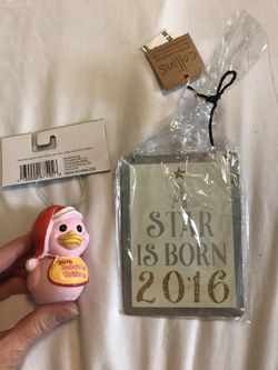 New pink duck 2016 baby’s first Christmas ornament & Collins “a Star is born”