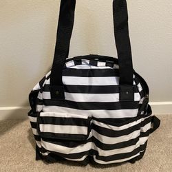 Black And White Striped Diaper Bag