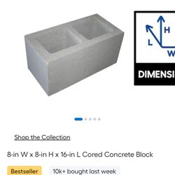 Bricks/ Blocks— 8-in W x 8-in H x 16-in L Cored Concrete Block