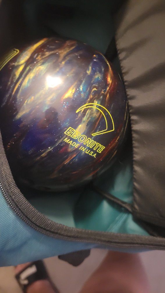 MAXIM Bowling Ball Multi Color  #used Once! & Green Bowling BAG $65 OBO