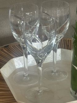 Set of 3 real crystal wine glasses