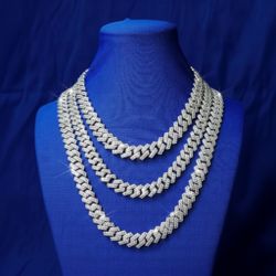 Silver Moissanite Cuban Chains