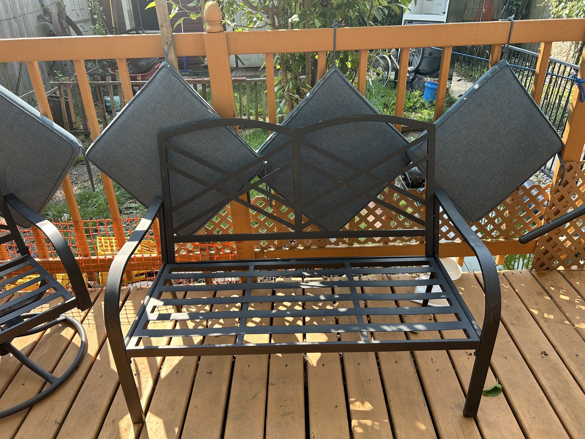 2 Single & Double Deck Chairs & Bench With All Cushions!