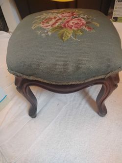 Beautiful antique needlepoint footstool