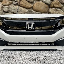 ✅ 👍 🔥 ORIGINAL HONDA CIVIC SEDAN 2019 2020 2021 FRONT BUMPER OEM WHITE PERL + RADIATOR GRILLES + FOG LIGHTS