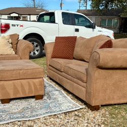 Full Sleeper Sofa Arm Chair And Ottoman Set By Ashley Furniture Including Delivery