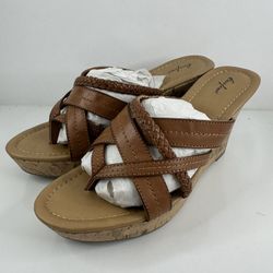 Curfew Laycee Women’s Wedge Sandals Tan Size 9 Cork Heel New w/ Box