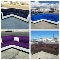  BRAND NEW 7X9FT  SECTIONAL COUCHES. BLACK, PURPLE, SEA,  BROWN  MICROFIBER  COMBO  Sofa, COUCHES. Couch,  2piaces 