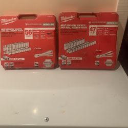 Brand New Milwaukee 3/8 Inches & 1// 2 Inches sockets Sets 