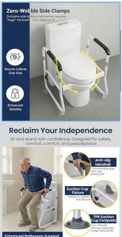 Toilet Safety Rails for Seniors, Heavy Duty Frame with Handles, Adjustable Toilet Safety Frame, Provide Support for Seniors, Pregnant, Disabled