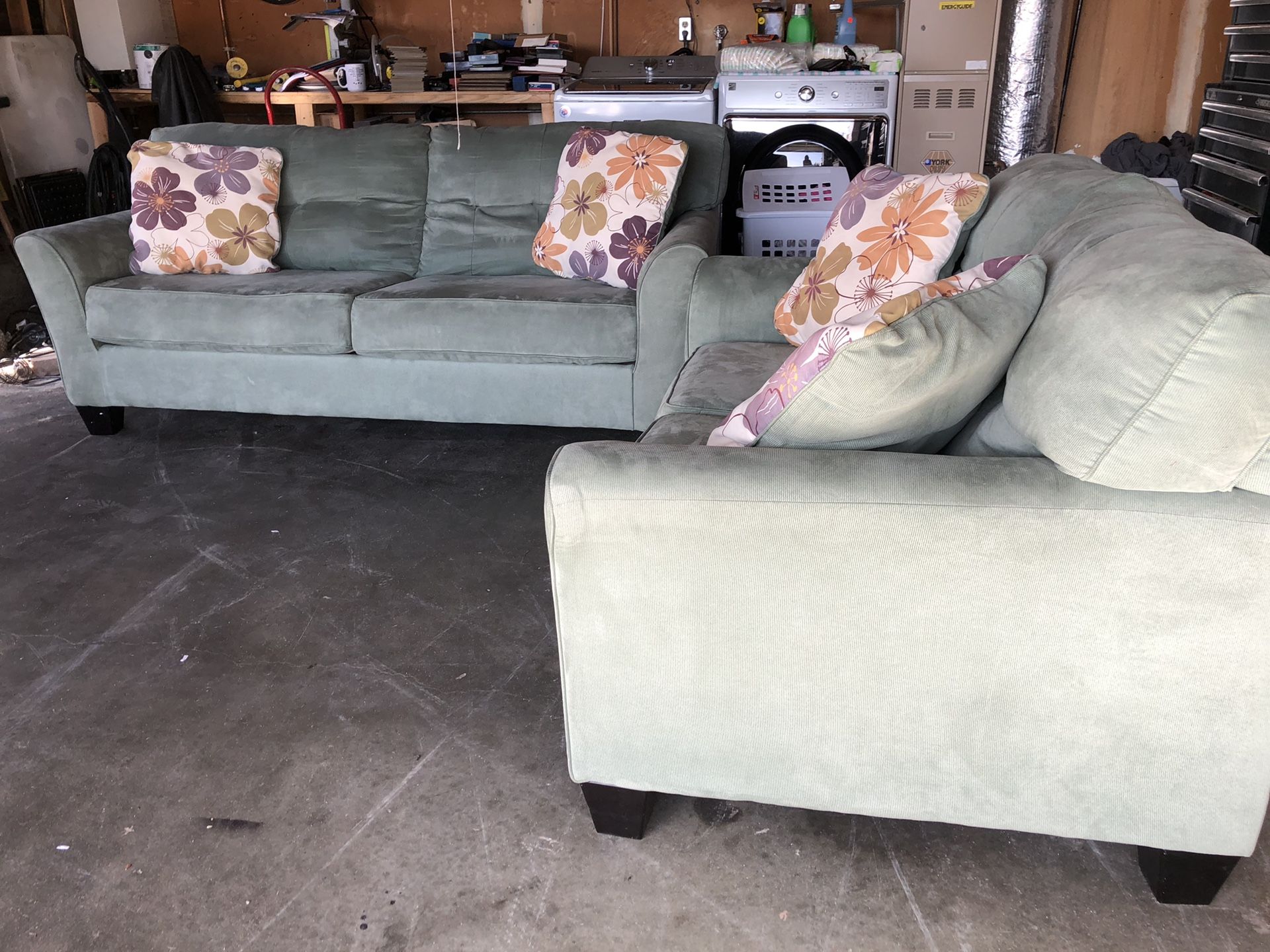 Gorgeous seafoam colored couch & loveseat