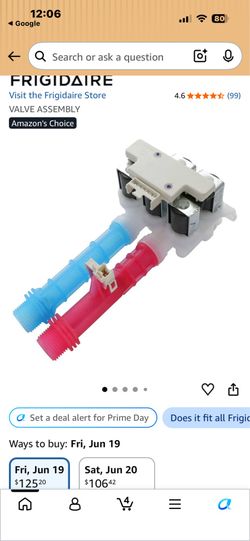 Electrolux valve assembly vortex with flow OEM part number (contact info removed)