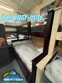 Twin full Cherry bunk bed with trundle new cama Bonita