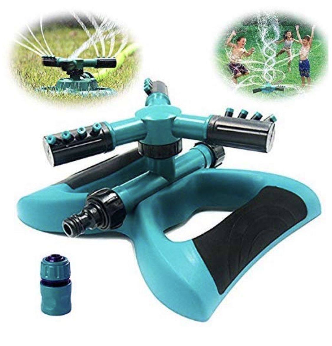 6-005 Lawn Sprinkler - Automatic 360 Rotating Adjustable Garden Hose Watering Sprinkler Head for Kids, with 3600 SQ FT Coverage Yard Irrigation Syste