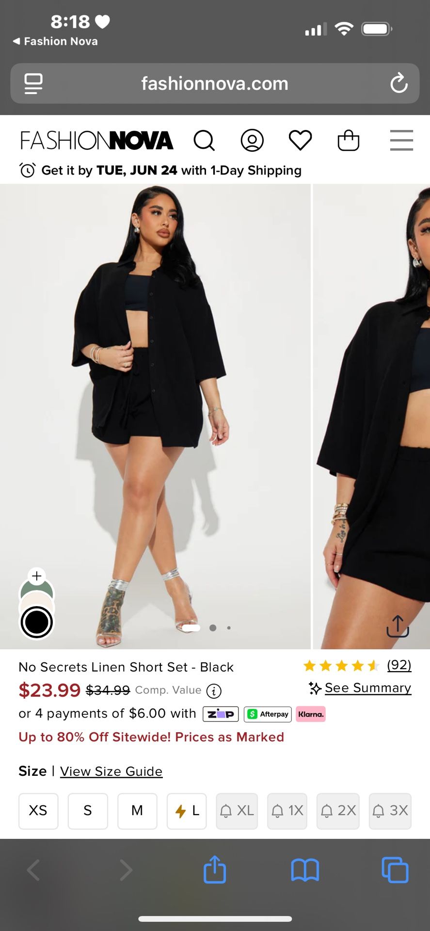 Fashion nova Ladies Linen set 1X-$20
