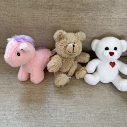 Set Of 3 Plush Stuffed Animals