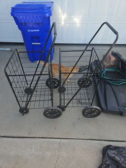 Folding Shopping Cart with Wheels – Set of 2