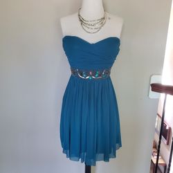 GIRLS PROM DRESS SEA GREEN BLUE SUZE S