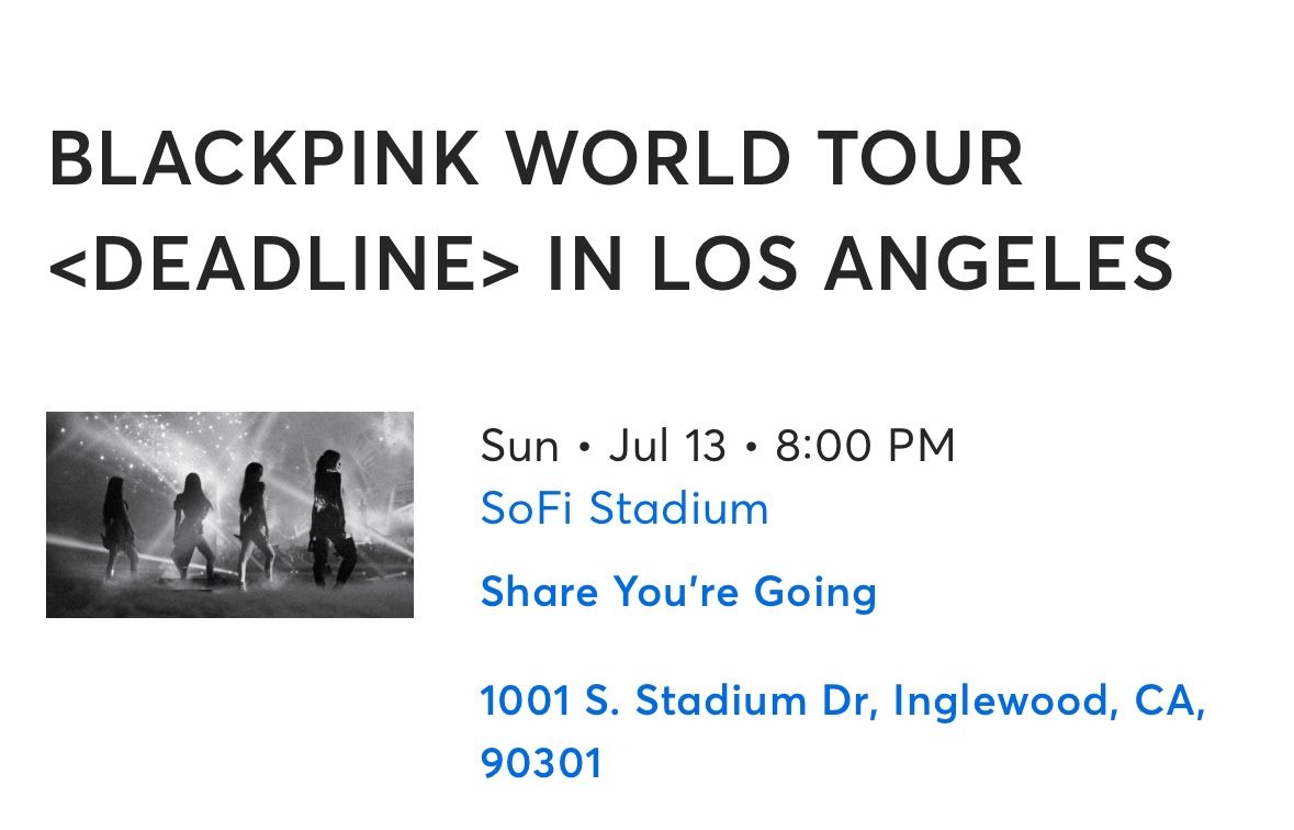 Blackpink ticket Los Angeles July 13