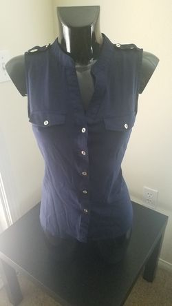 Navy blue button up blouse
