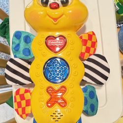 Vntg Fisher-Price Wiggle Bug Baby Rattle Pull Shake Vibrate 1998 Bee Butterfly
