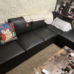 101 Inch Wide Faux Leather Couch