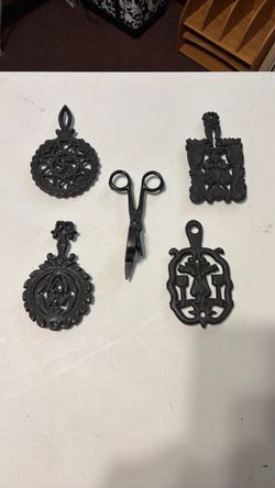 Cast Iron Trivets and Scissors Set