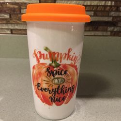 BRAND NEW PUMPKIN SPICE AND EVERYTHING NICE TRAVEL MUG 12OZ