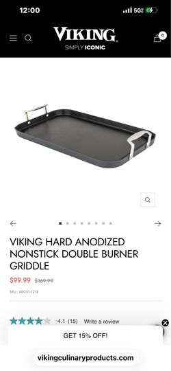 NEW**VIKING HARD ANODIZED NONSTICK DOUBLE BURNER GRIDDLE