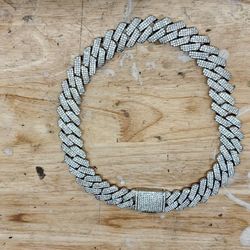 20mm Silver Moissanite Cuban Iced Out Pass Tester 
