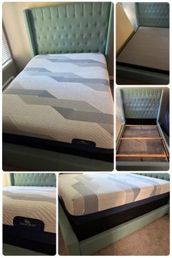 Queen bed frame, mattresses, headboard set. Purchased over 2000+