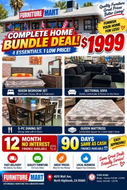 🏠 MOVE-IN SPECIAL BEDROOM + DINING + SECTIONAL + MATTRESS