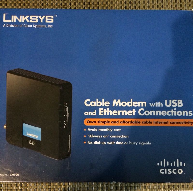 CISCO Linksys CM100 Cable Modem, USB & Ethernet Connections