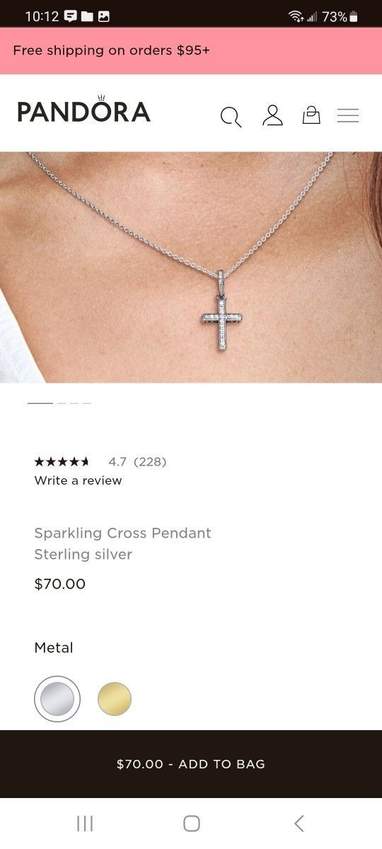 Pandora Silver Cross Necklace