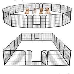Dog Playpen 24in 16 Panels Pet Fence for Indoor Yard RV Camping