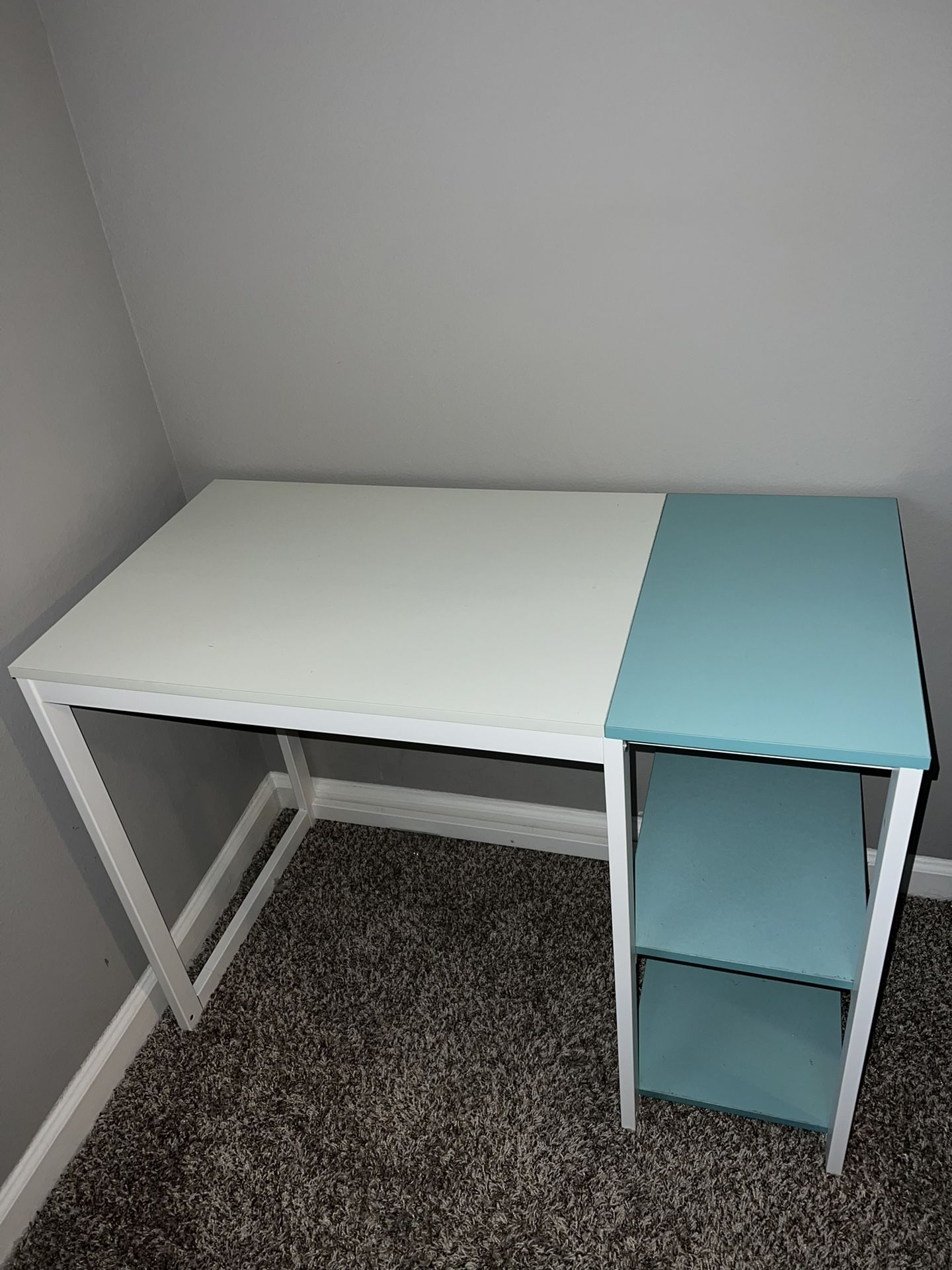 SINPAID Computer Desk 40 inches with 2-Tier Shelves Sturdy Home Office Desk with Large Storage Space